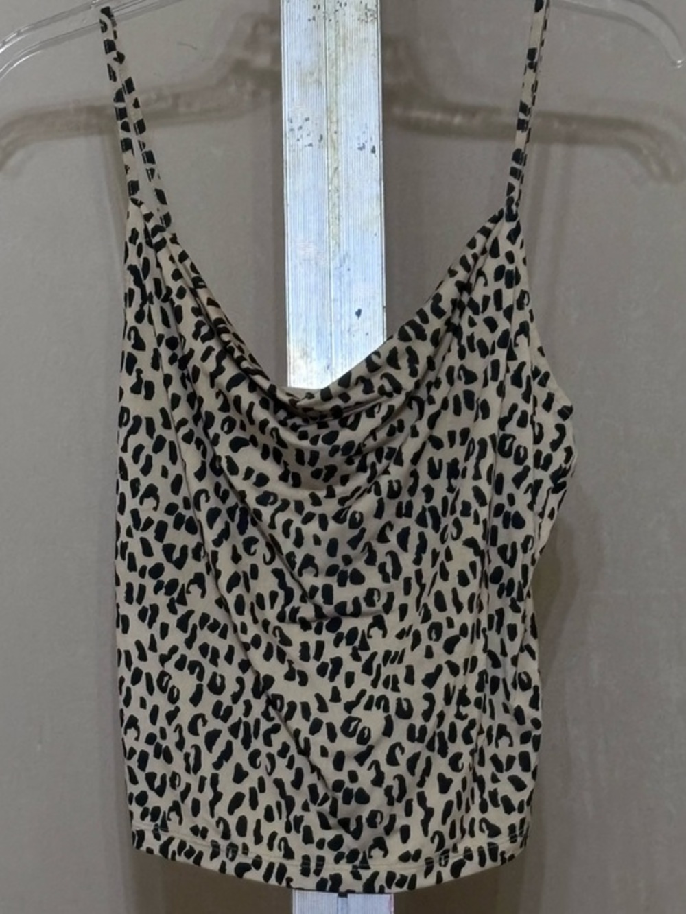 Urban Outfitters Beige and Black Leopard Cowl Neck Tank Sz Small